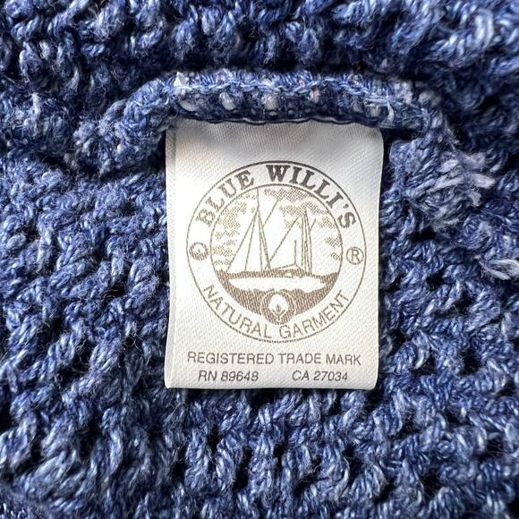Vintage Blue Willi’s Denmark Cardigan S | Indigo Cotton 90s Fisherman Cable Knit - Picture 9 of 16